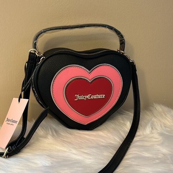 NWT Juicy Couture Love Never Dies Crossbody Heart Bag - Black 🖤🩷❤️ - Picture 3 of 10